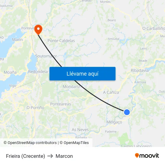 Frieira (Crecente) to Marcon map