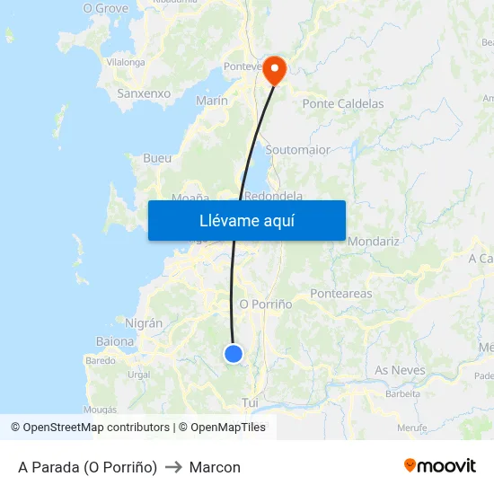 A Parada (O Porriño) to Marcon map