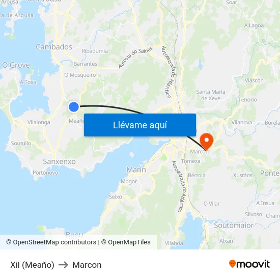 Xil (Meaño) to Marcon map