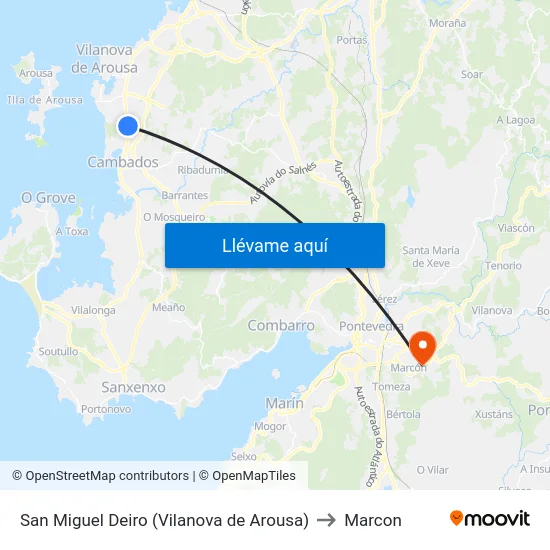 San Miguel Deiro (Vilanova de Arousa) to Marcon map