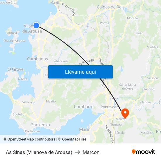 As Sinas (Vilanova de Arousa) to Marcon map
