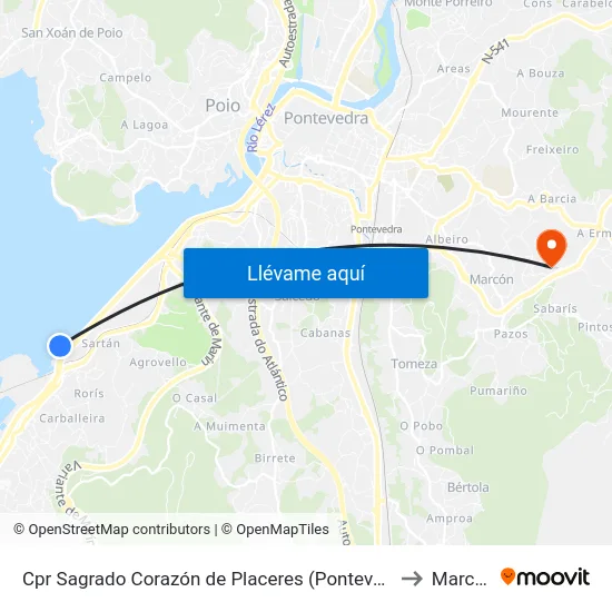Cpr Sagrado Corazón de Placeres (Pontevedra) to Marcon map