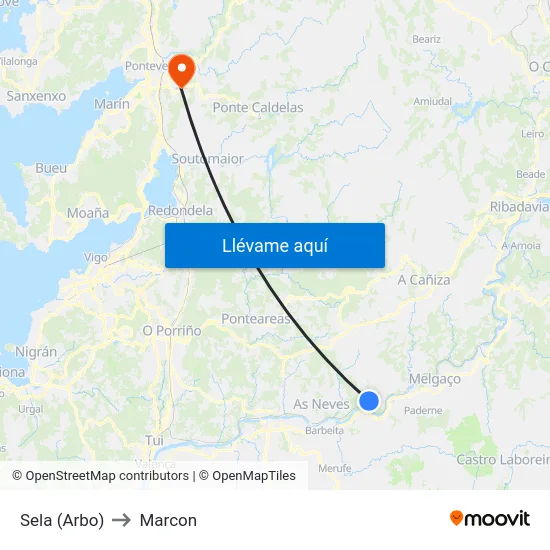 Sela (Arbo) to Marcon map