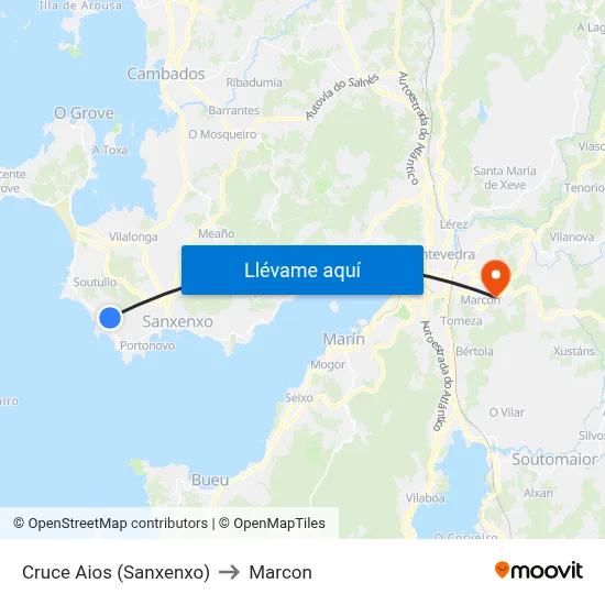 Cruce Aios (Sanxenxo) to Marcon map