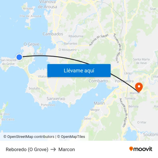 Reboredo (O Grove) to Marcon map