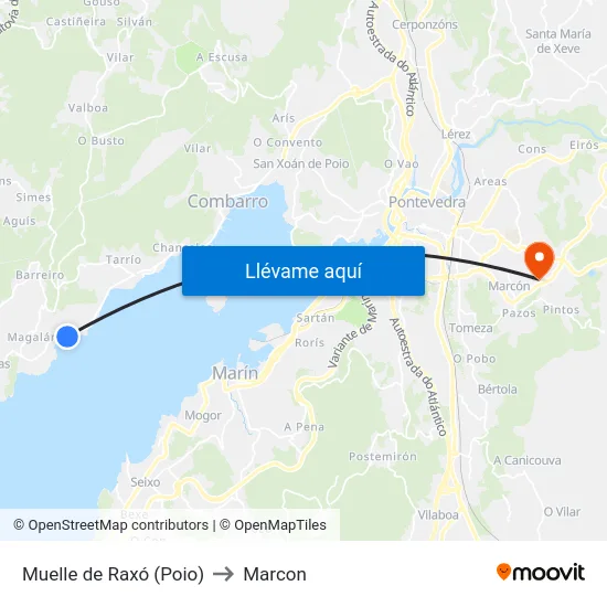 Muelle de Raxó (Poio) to Marcon map
