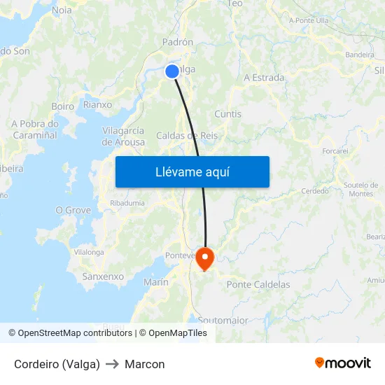 Cordeiro (Valga) to Marcon map