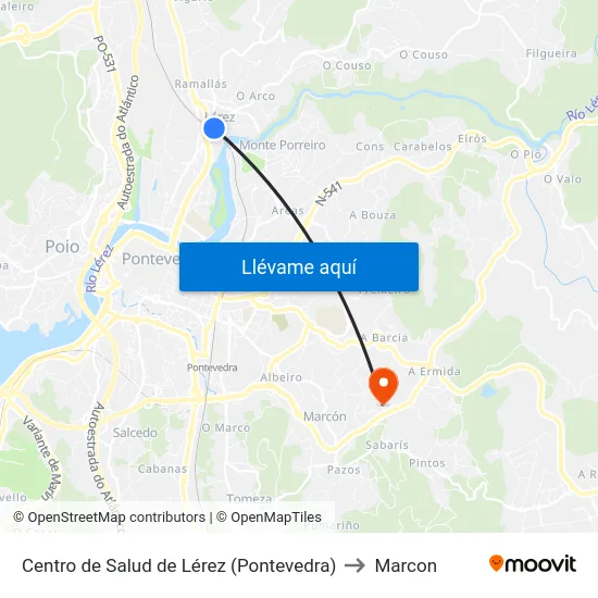 Centro de Salud de Lérez (Pontevedra) to Marcon map