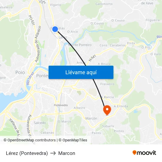 Lérez (Pontevedra) to Marcon map