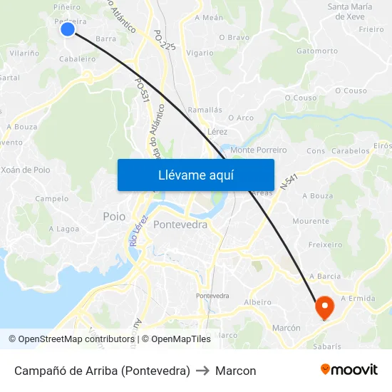 Campañó de Arriba (Pontevedra) to Marcon map