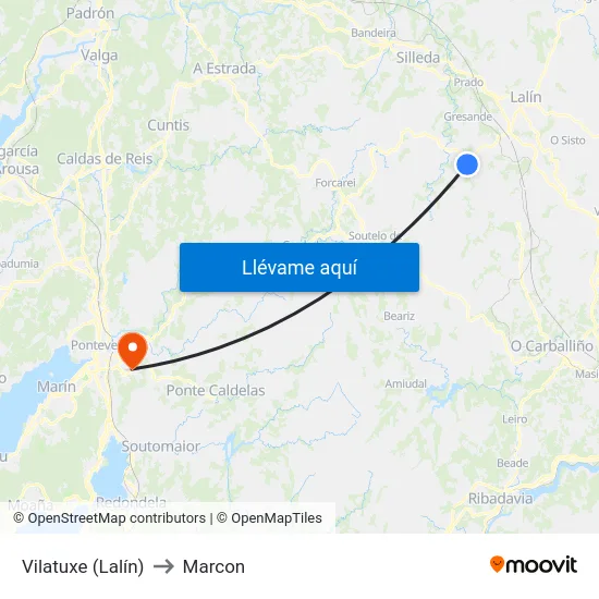 Vilatuxe (Lalín) to Marcon map