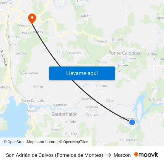San Adrián de Calvos (Fornelos de Montes) to Marcon map