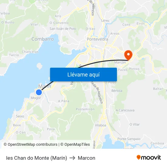 Ies Chan do Monte (Marín) to Marcon map