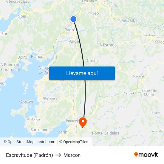 Escravitude (Padrón) to Marcon map