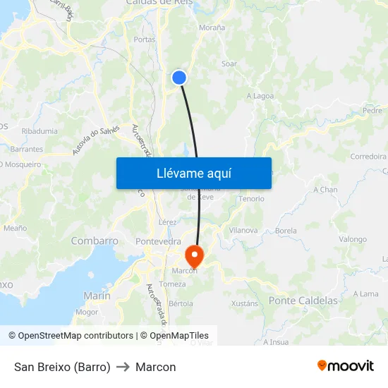 San Breixo (Barro) to Marcon map