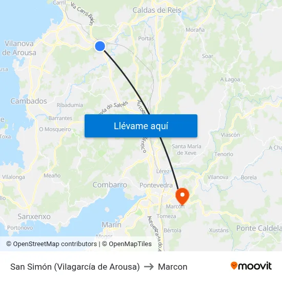 San Simón (Vilagarcía de Arousa) to Marcon map