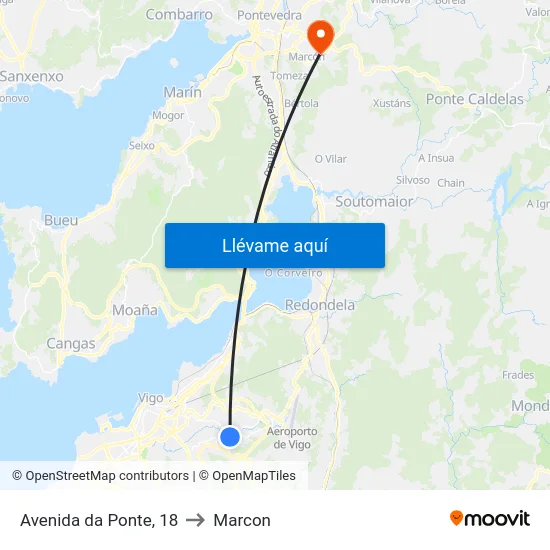Avenida da Ponte, 18 to Marcon map