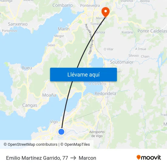 Emilio Martínez Garrido, 77 to Marcon map