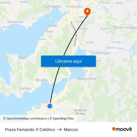 Praza Fernando O Católico to Marcon map