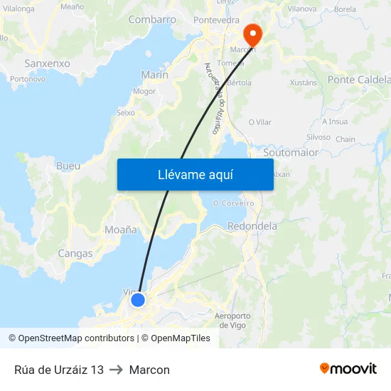 Rúa de Urzáiz 13 to Marcon map