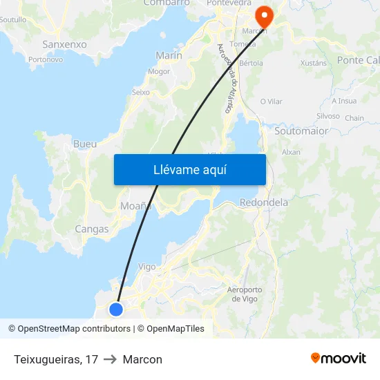 Teixugueiras, 17 to Marcon map