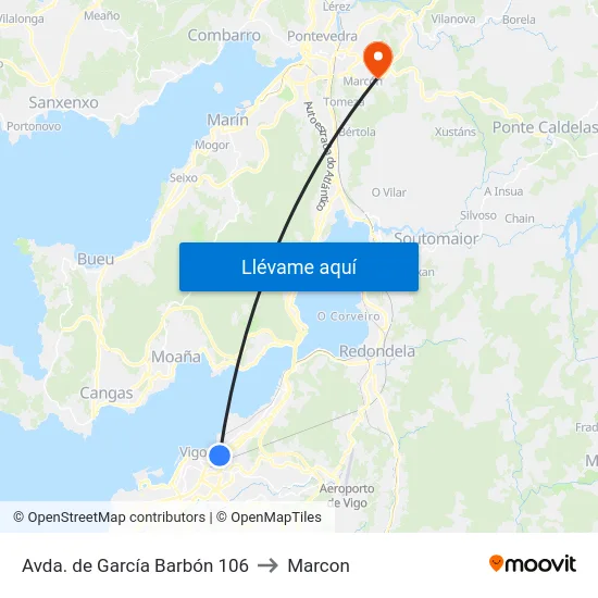 Avda. de García Barbón 106 to Marcon map