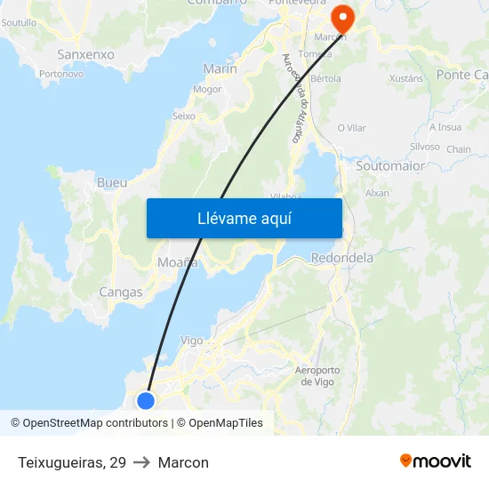 Teixugueiras, 29 to Marcon map