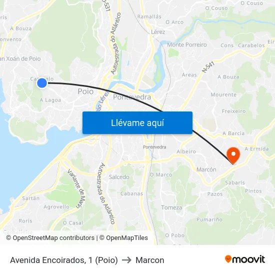 Avenida Encoirados, 1 (Poio) to Marcon map