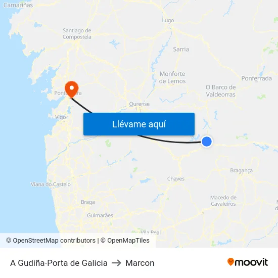 A Gudiña-Porta de Galicia to Marcon map