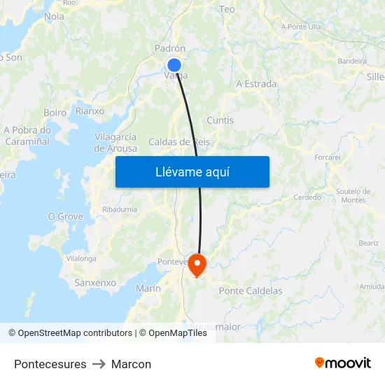 Pontecesures to Marcon map