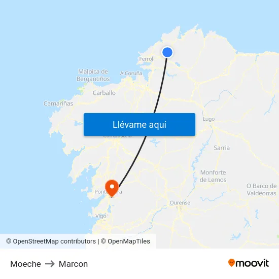 Moeche to Marcon map