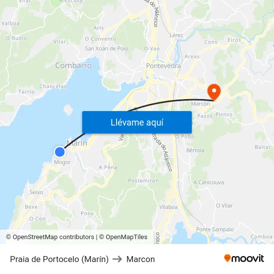 Praia de Portocelo (Marín) to Marcon map
