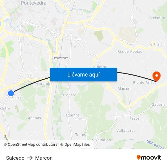 Salcedo (N-550) to Marcon map