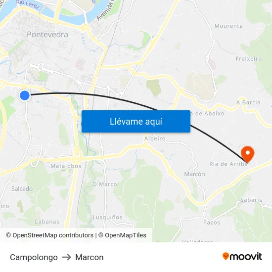 Campolongo to Marcon map