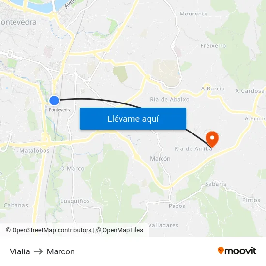 Vialia to Marcon map