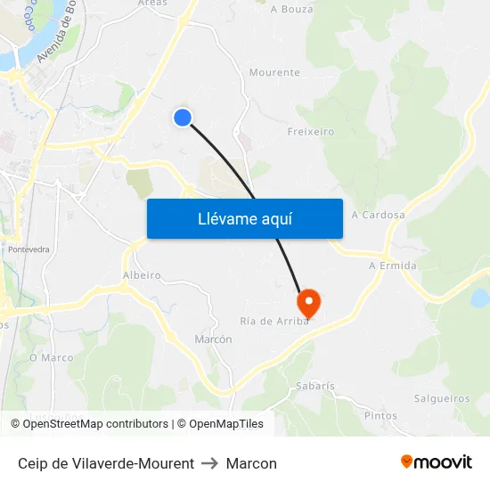 Ceip de Vilaverde-Mourent to Marcon map