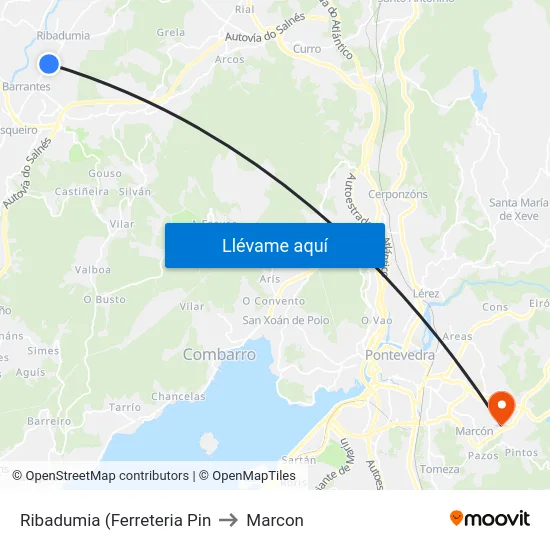 Ribadumia (Ferreteria Pin to Marcon map