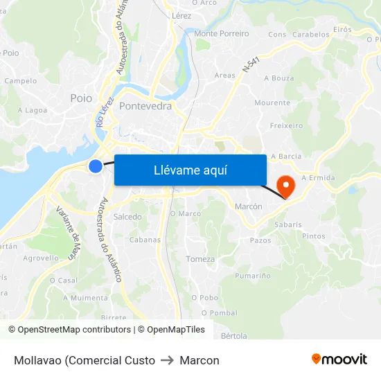 Mollavao (Comercial Custo to Marcon map