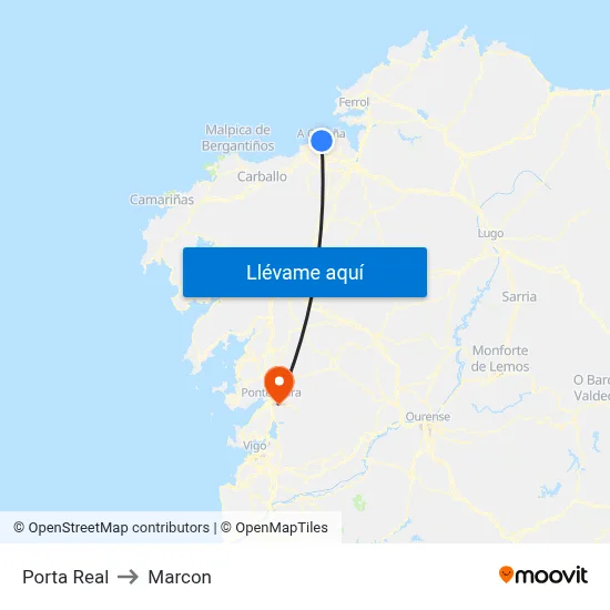 Porta Real to Marcon map