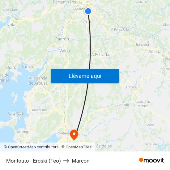 Montouto - Eroski (Teo) to Marcon map