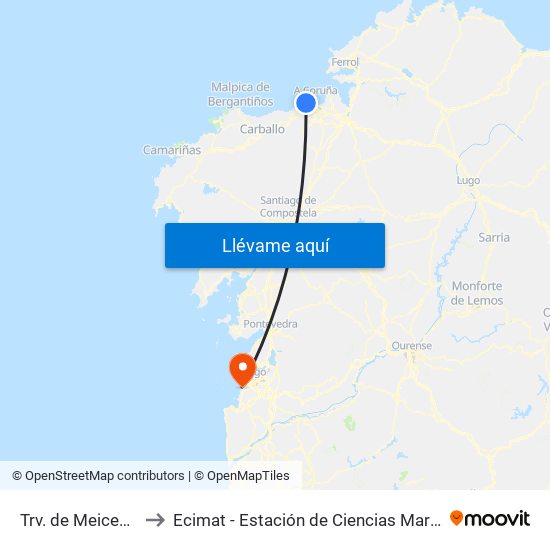 Trv. de Meicende,159 to Ecimat - Estación de Ciencias Mariñas de Toralla map