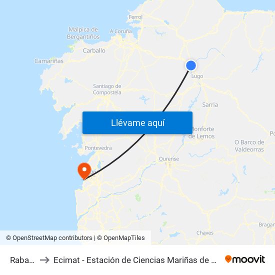 Rabade to Ecimat - Estación de Ciencias Mariñas de Toralla map
