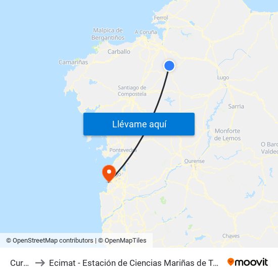 Curtis to Ecimat - Estación de Ciencias Mariñas de Toralla map