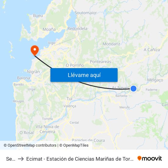 Sela to Ecimat - Estación de Ciencias Mariñas de Toralla map
