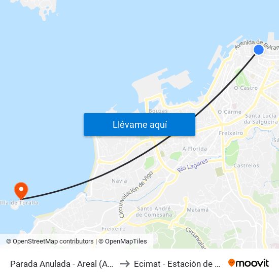 Parada Anulada - Areal (Aduana) // A Ribeira do Convento to Ecimat - Estación de Ciencias Mariñas de Toralla map