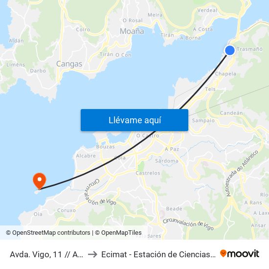 Avda. Vigo, 11 // A Encarnación to Ecimat - Estación de Ciencias Mariñas de Toralla map