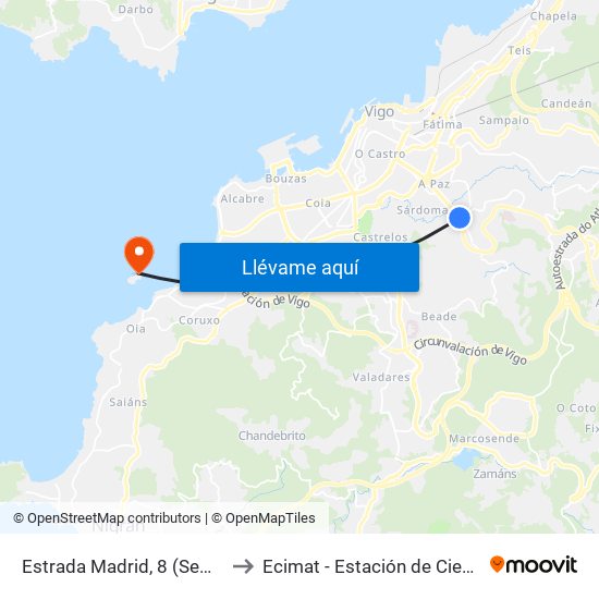 Estrada Madrid, 8 (Seminario) // A Raposeira to Ecimat - Estación de Ciencias Mariñas de Toralla map
