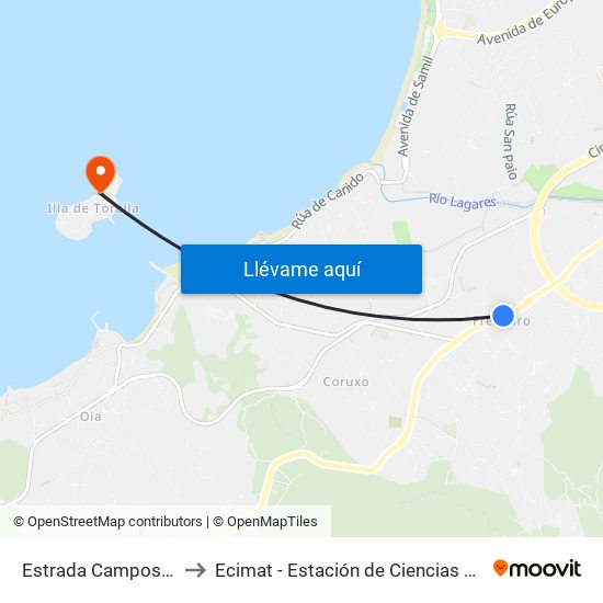 Estrada Camposancos, 155 to Ecimat - Estación de Ciencias Mariñas de Toralla map