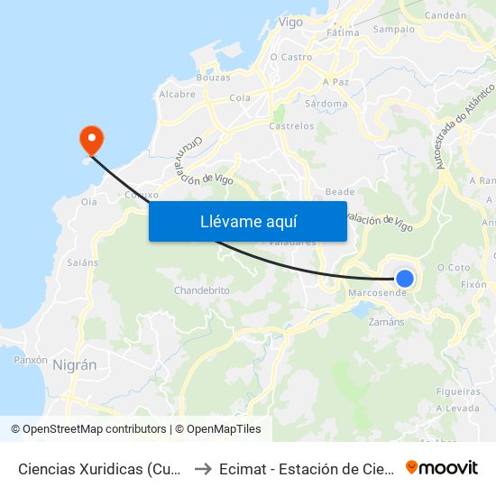 Ciencias Xuridicas (Cuvi) // A Coutada Grande to Ecimat - Estación de Ciencias Mariñas de Toralla map