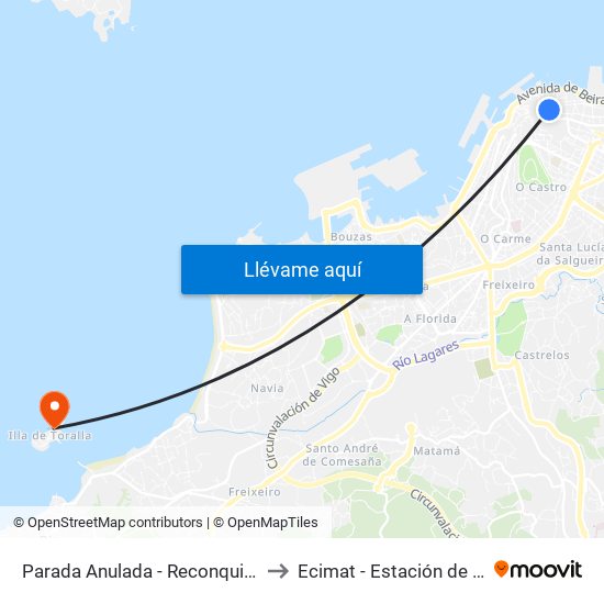 Parada Anulada - Reconquista (Correos) // O Regato da Fonte to Ecimat - Estación de Ciencias Mariñas de Toralla map